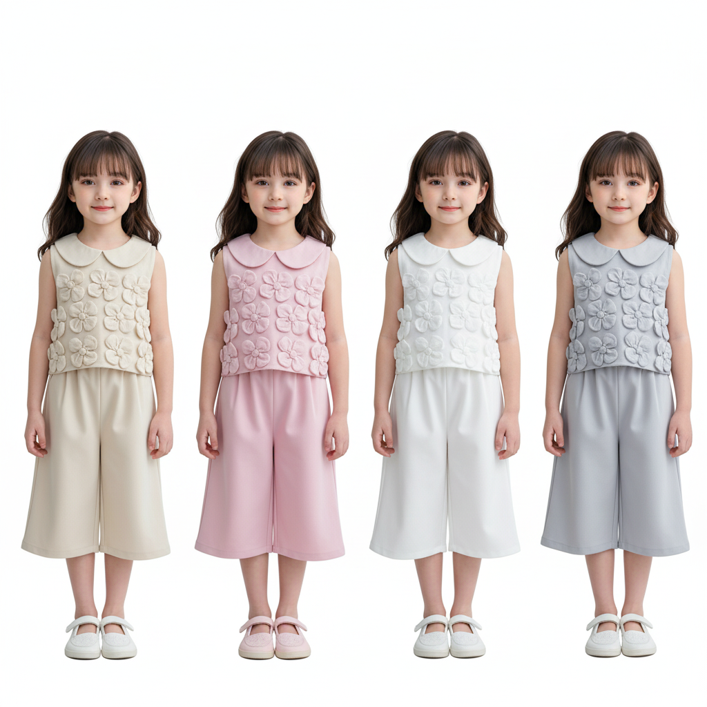 Girls' Korean Floral Two-Piece Set