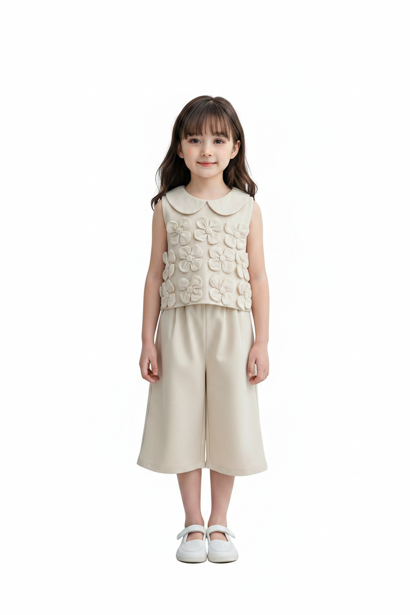 Girls' Korean Floral Two-Piece Set