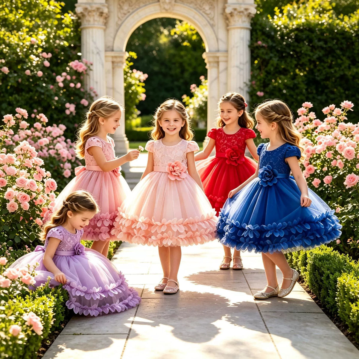 New cross-border children's performance dress lace princess dress festival unkempt dress gauze skirt one-year-old dress dress performance dress