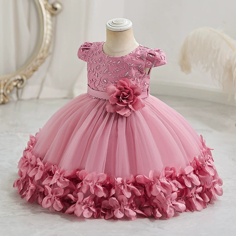 New cross-border children's performance dress lace princess dress festival unkempt dress gauze skirt one-year-old dress dress performance dress