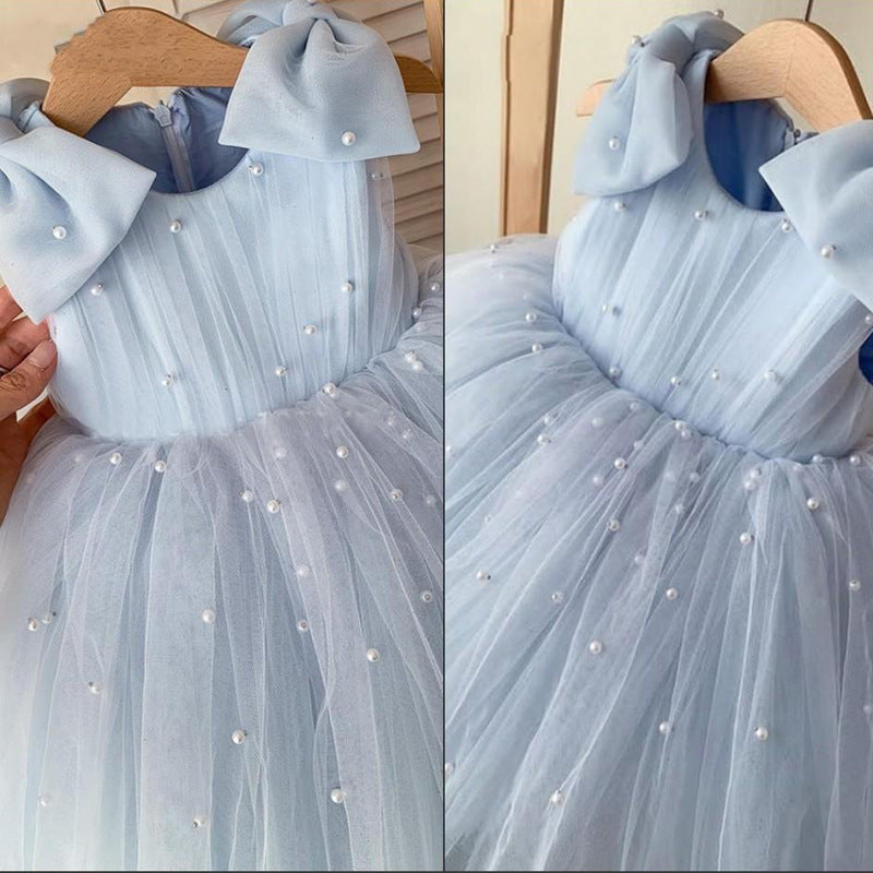 Girl's Little Dress Cello Piano Host Dress Children's Birthday Party Wedding Dress Princess Dress