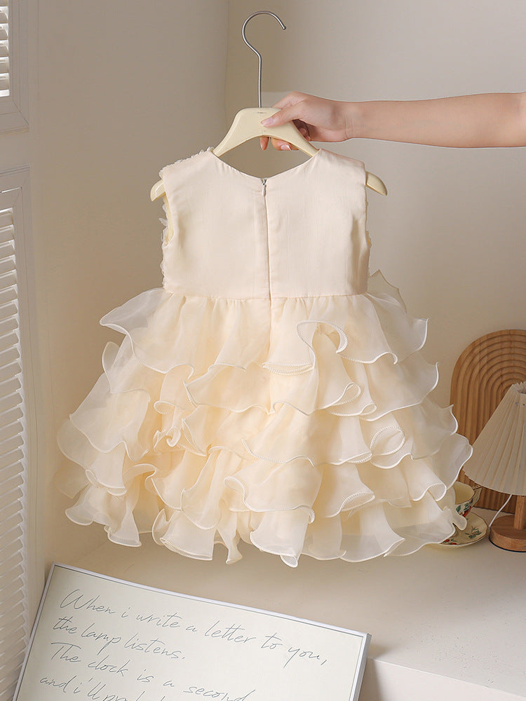 Disney-Inspired Enchanted Summer Princess Vest & Fluffy Gauze Birthday Dress for Baby Girls