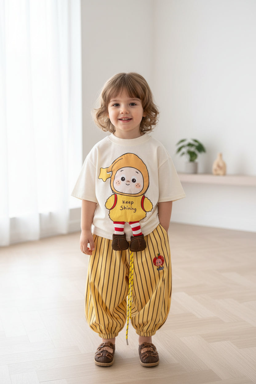2026 Summer Children's Loose Short-Sleeve Star Print Fashionable Casual Set