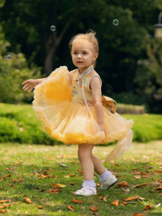 Children's New National Style Tutu Skirt One-Piece Puffy Skirt for Baby Girls Summer Cute Vest Princess Skirt for Girls