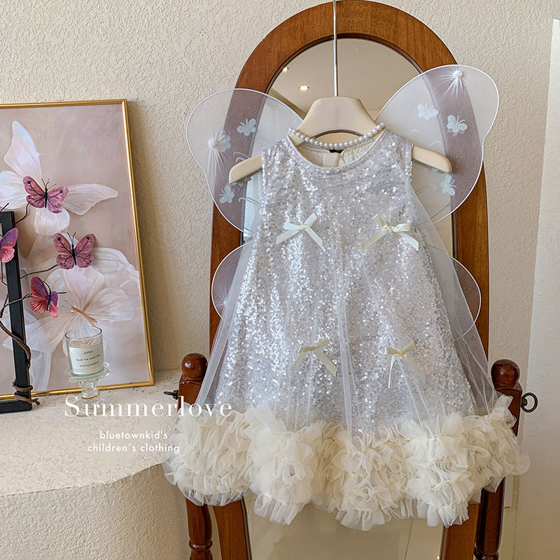 Disney-Inspired Enchanted Butterfly Sequin Mesh Fairy Princess Dress for Girls
