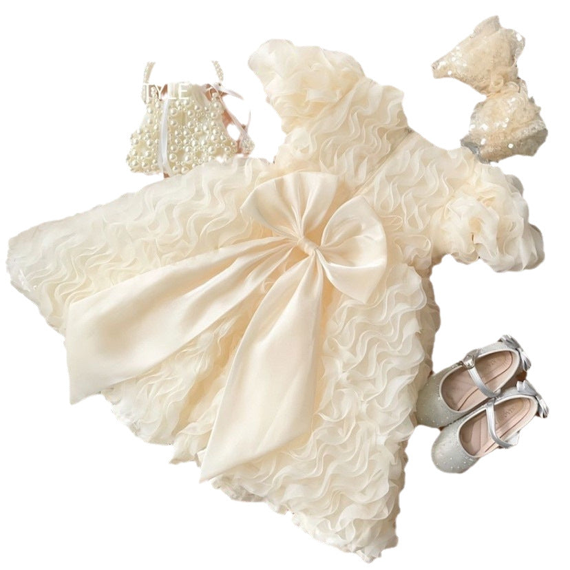 Foreign Trade Girls' Dresses, Summer Wear, 2026 New Stylish Children's Formal Dresses, Little Girls' Puff Sleeve Princess Dresses