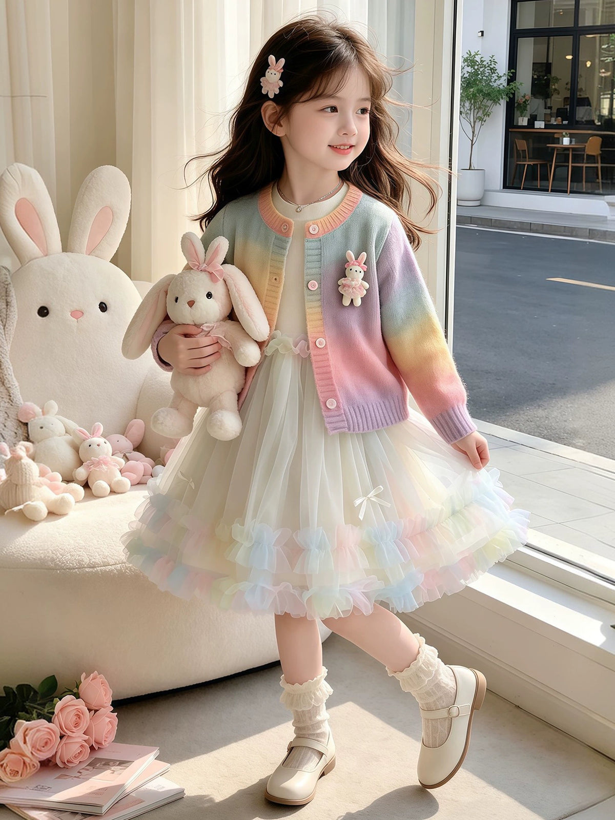 Children's Spring and Autumn New Fashionable Sweet and Cute 2026 Girls' Knitted Cardigan Sweater Dress Baby Girl Autumn Outfit