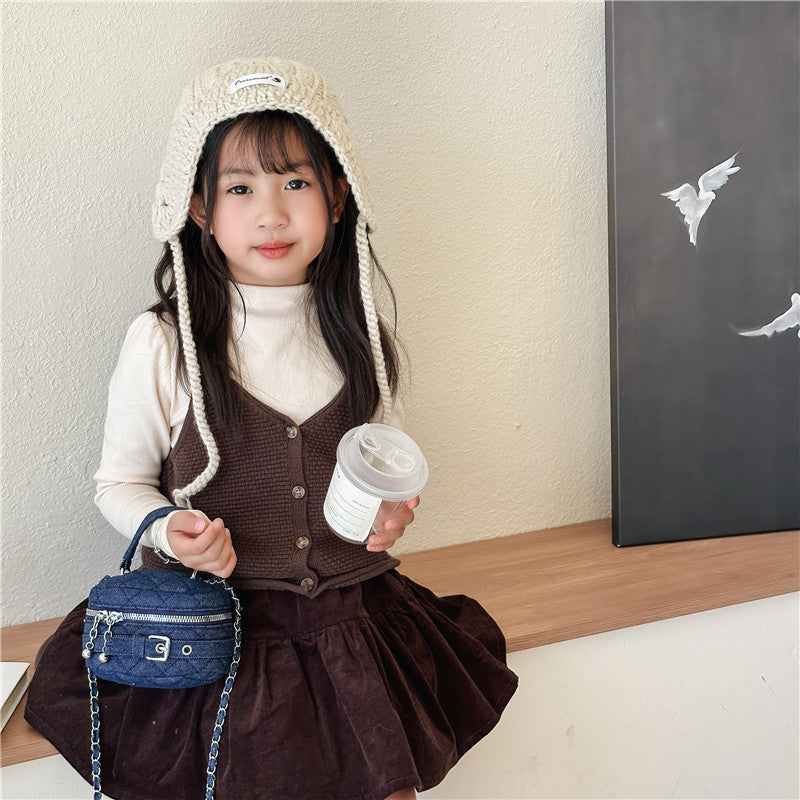 Children's Bags Women's 2025 Early Autumn New Mini Lipstick Accessory Bag Parent-Child Crossbody Bag Small Fragrance Denim Chain Bag