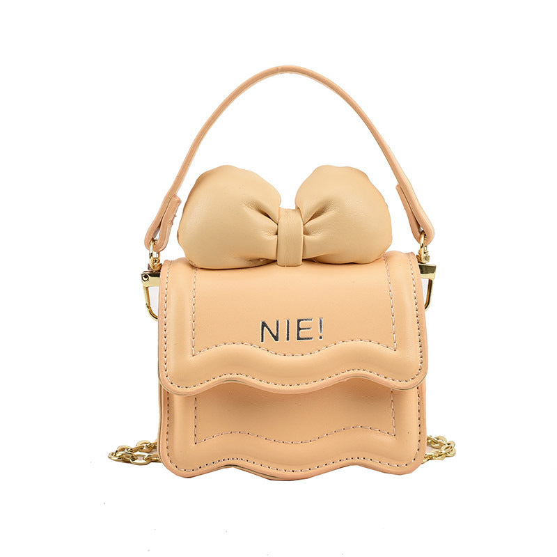 Autumn New Korean Version Mini Shoulder Bag for Children and Girls Bow Chain Crossbody Small Bag Family Bag Women's Bag