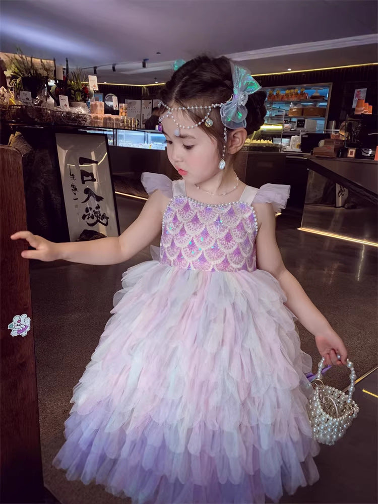 Enchanted Mermaid Princess Summer Tutu Dress for Little Girls - Premium Birthday Lolita Gown