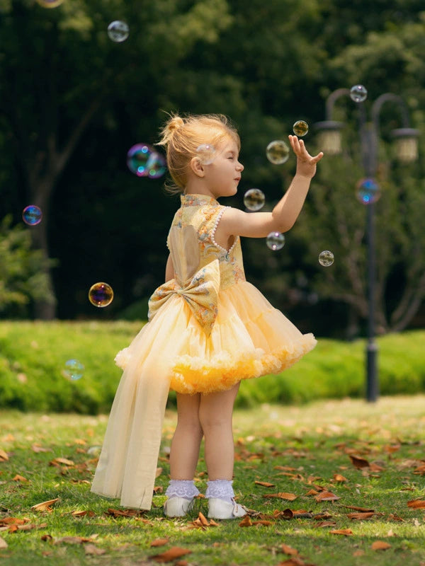 Children's New National Style Tutu Skirt One-Piece Puffy Skirt for Baby Girls Summer Cute Vest Princess Skirt for Girls