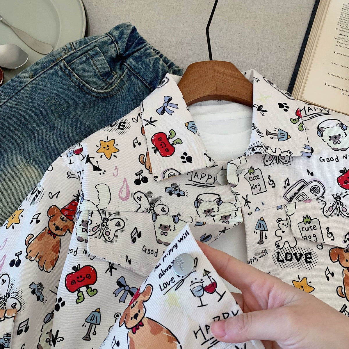 Children's Shirt Bangcheng 2026 Autumn New Cartoon Print Versatile Stylish Jacket for Boys and Girls H0017