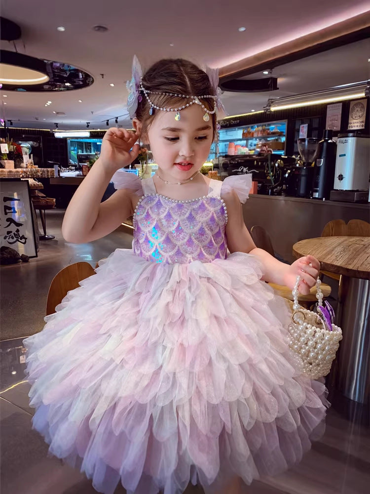 Enchanted Mermaid Princess Summer Tutu Dress for Little Girls - Premium Birthday Lolita Gown