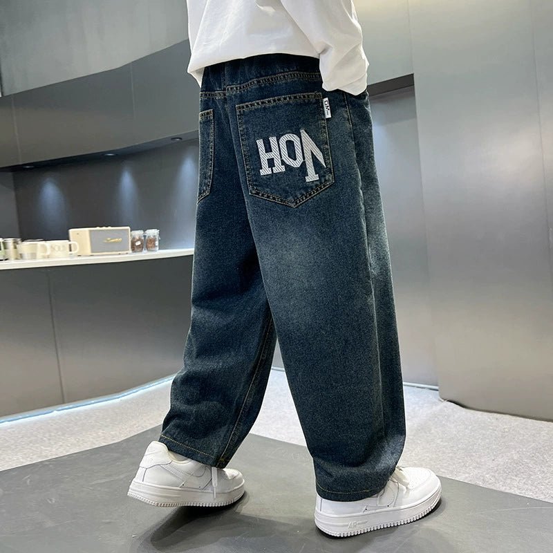 Boys Jeans Spring Wear Boys Casual Pants Loose Large Children's Trousers Autumn Children's Sports Fashionable Pants