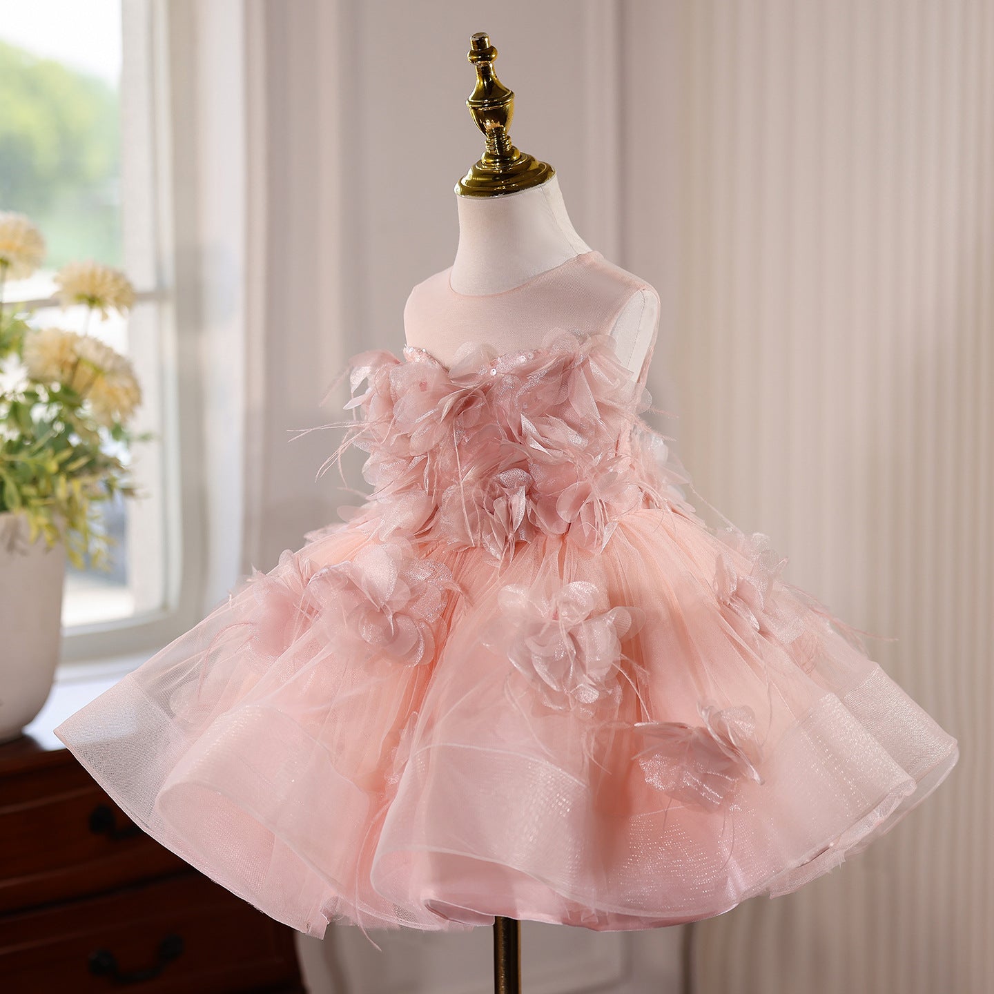 Children's One-Year-Old Dress, Princess Dress, Fashionable Catwalk Performance Dress, Piano Performance Dress, Girl Host Evening Dress