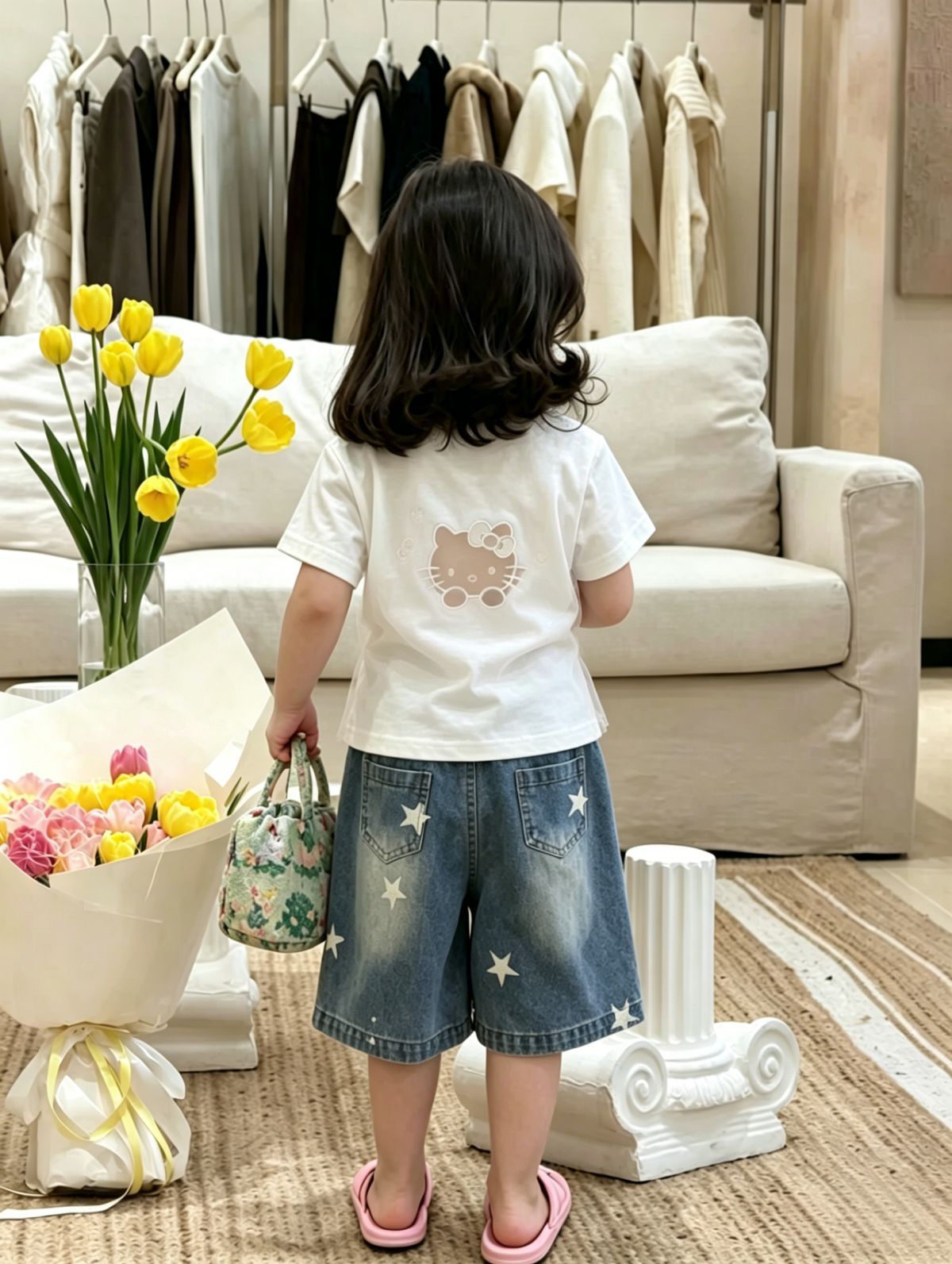 2026 Summer Girls' Korean Style Hollow Embroidery Slim-Fit Short-Sleeve T-Shirt Designer Regular Shoulder Trendy Top