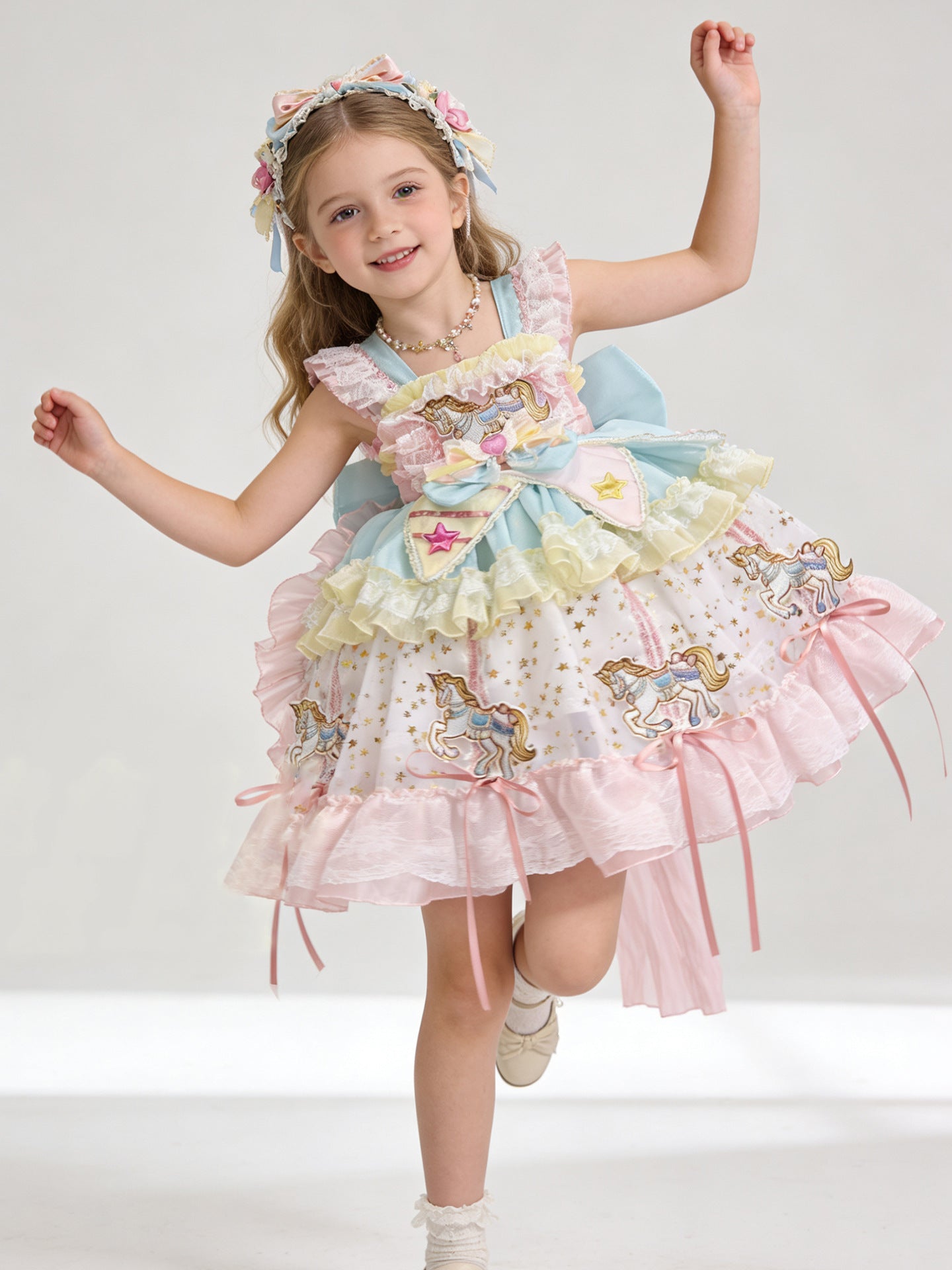 Carousel Princess Dress 2026 New Product Girls Birthday Party Flower Girl Dress Lolita Sweet Baby Puff Dress