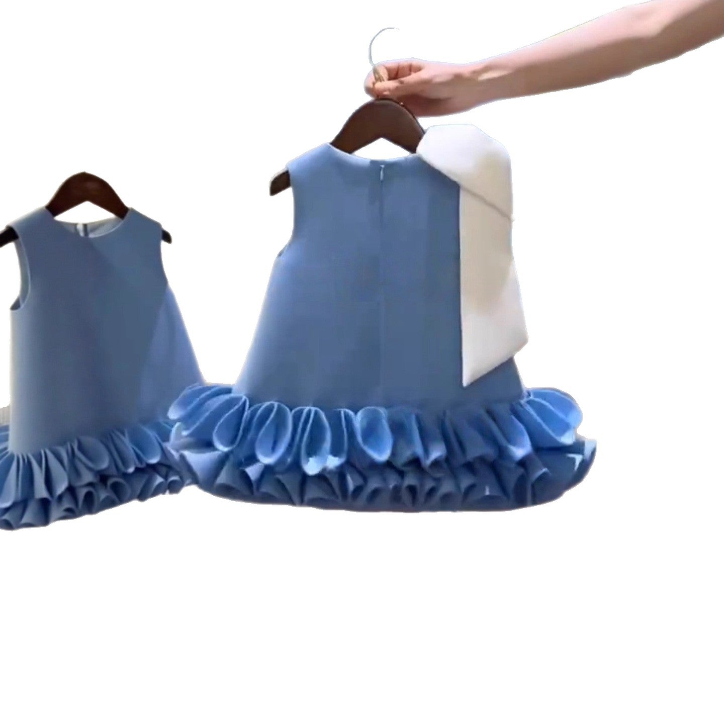 Girls' Blue Vest Princess Dress 2026 Spring New Style Lace Simple Sleeveless Stylish Princess Dress Birthday Dress