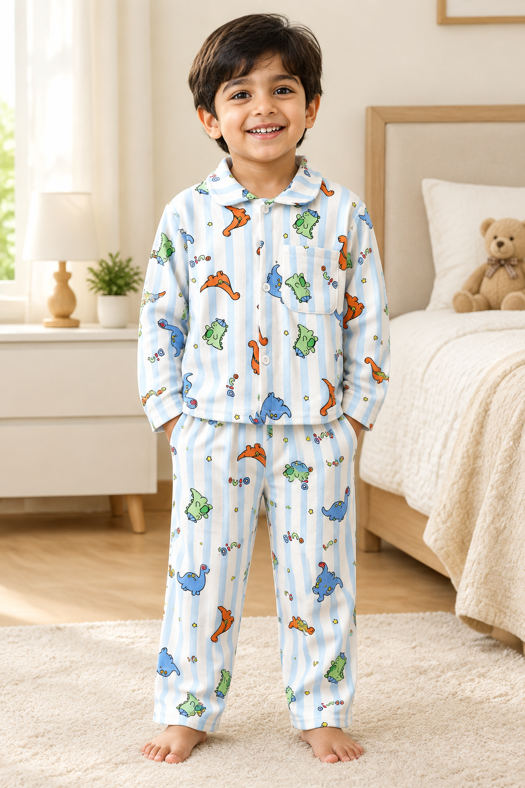 Kids Winter Pyjama Set – Collared Top & Pants