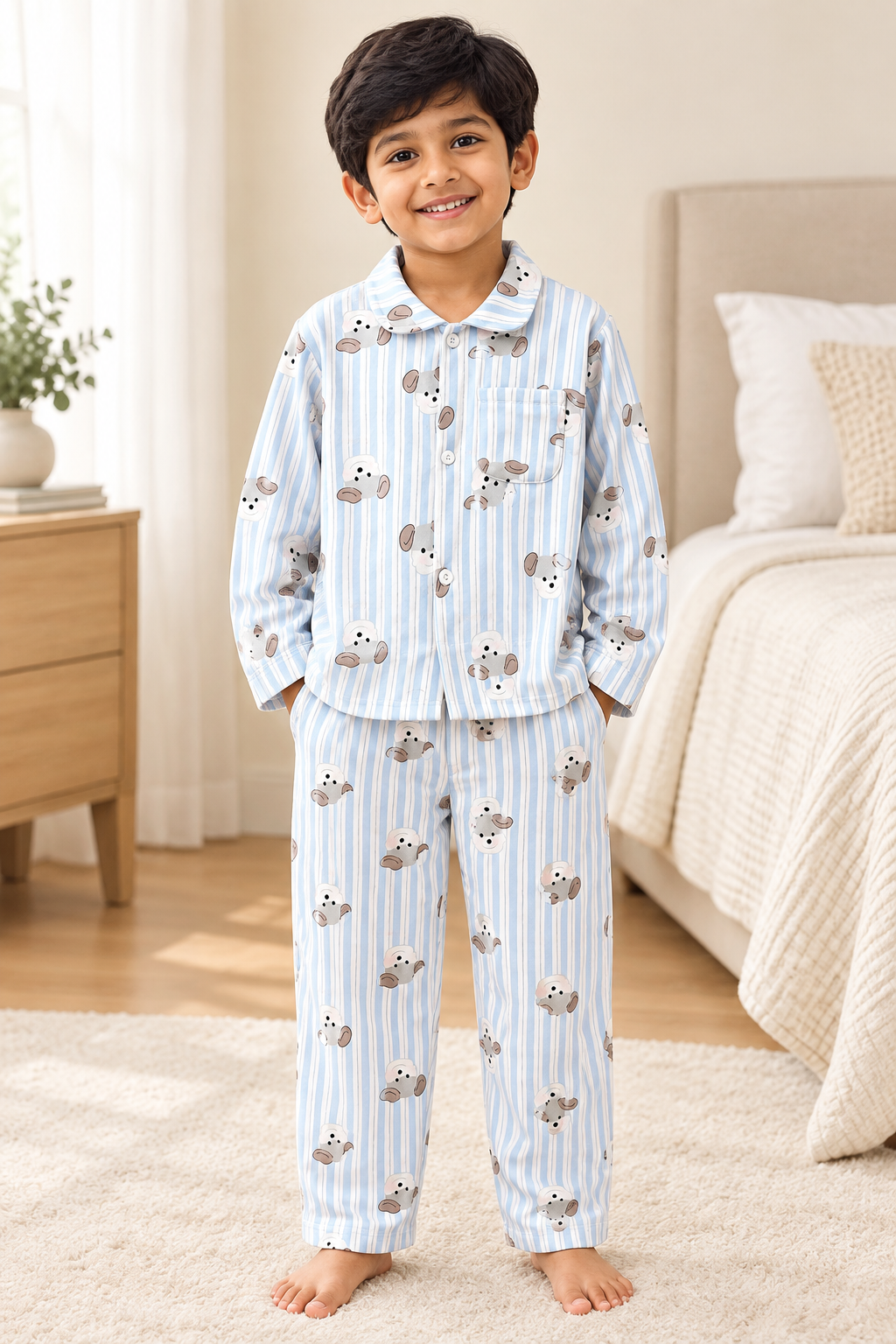 Kids Winter Pyjama Set – Collared Top & Pants