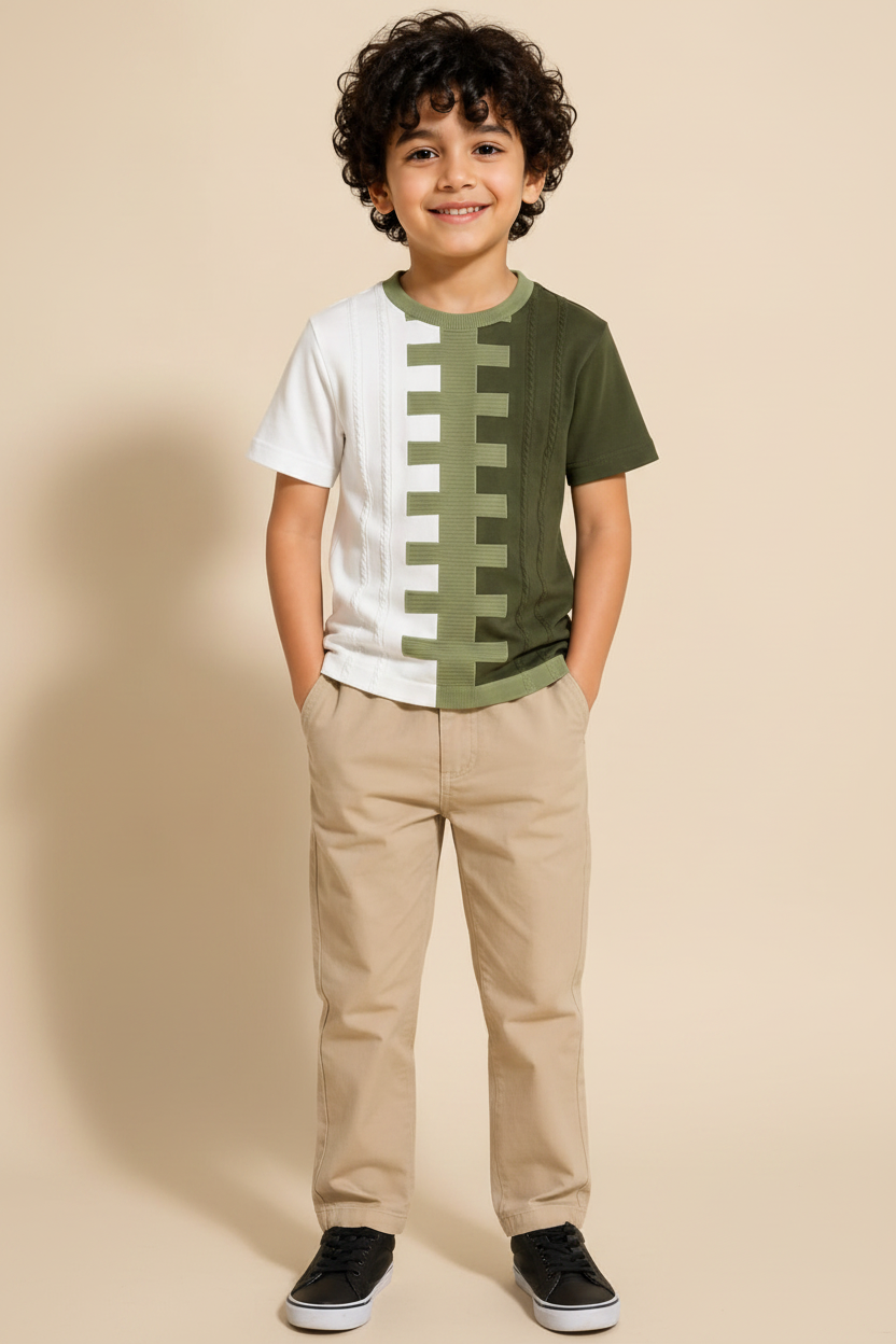 Boy 1 - Green White Tee