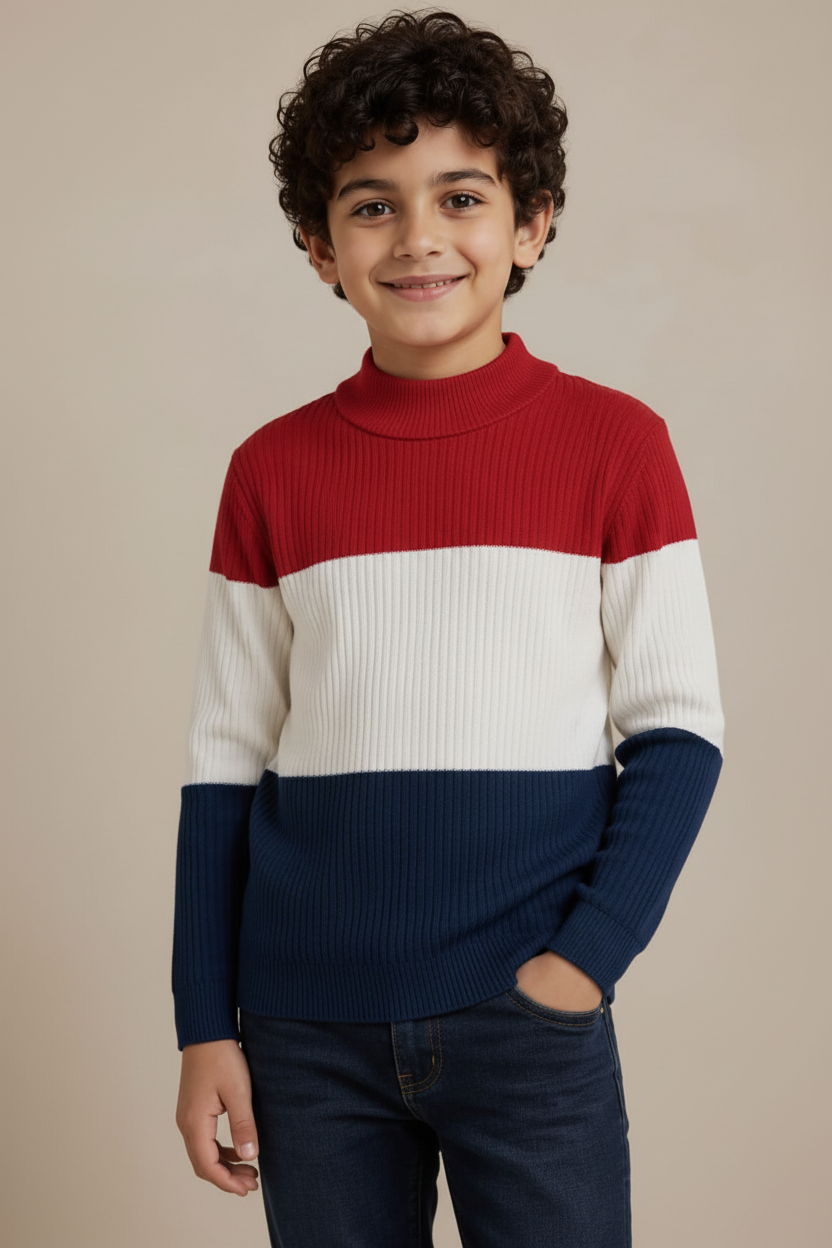 Boy 3 - Red Navy Sweater
