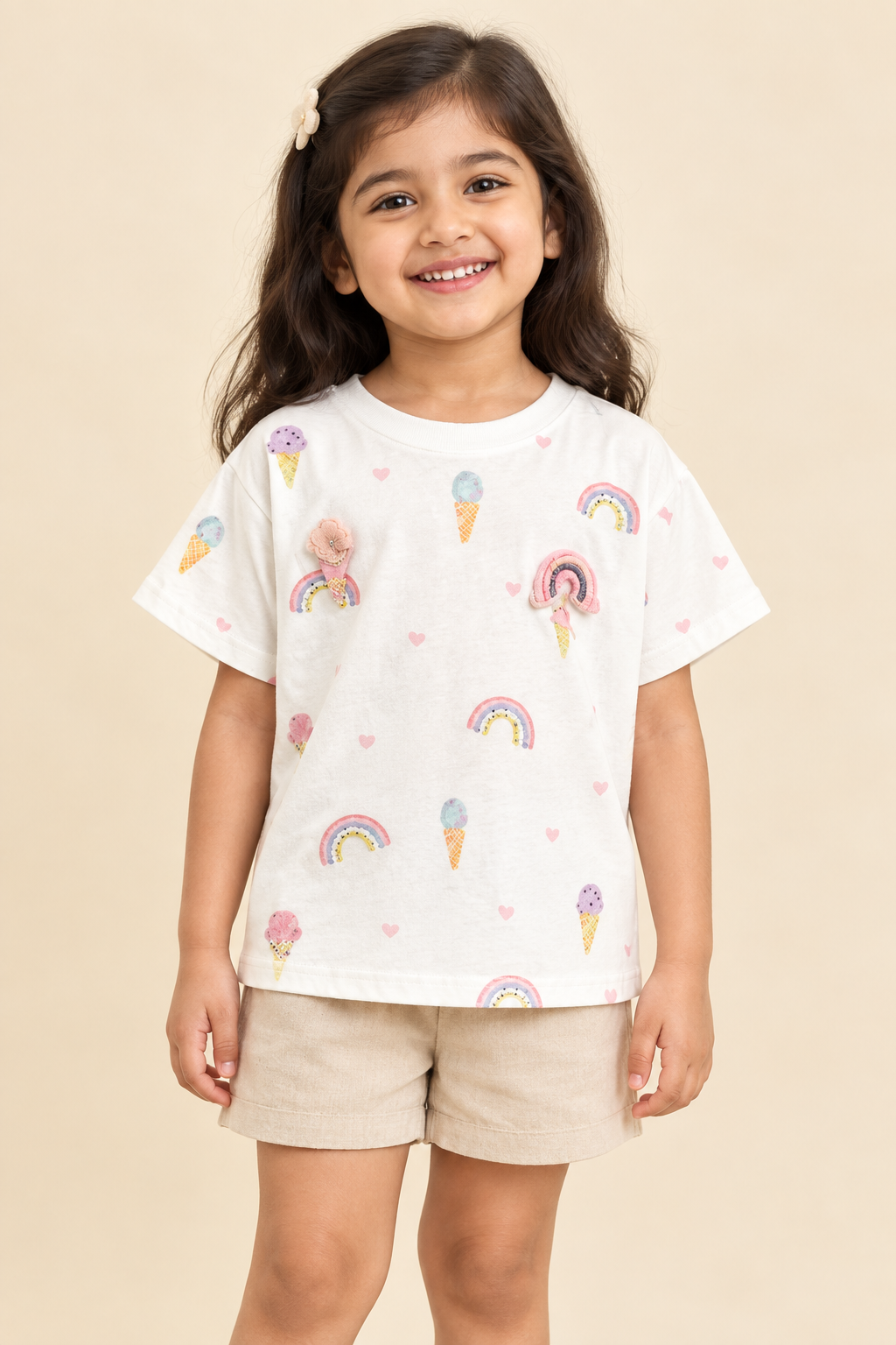 Girls' Printed Short-Sleeve Summer T-Shirt