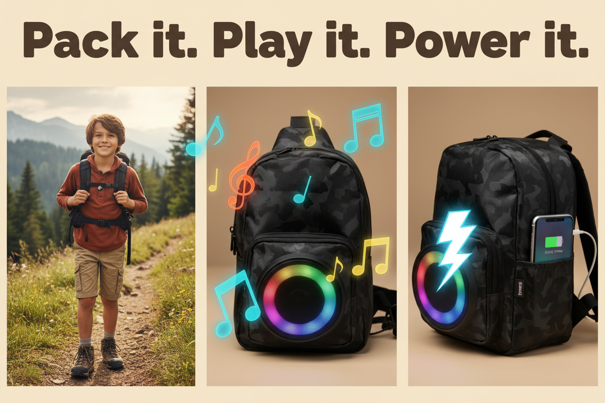 NomadBeat 3-in-1 Pro β Bluetooth Speaker + Powerbank + LED | Travel Essential