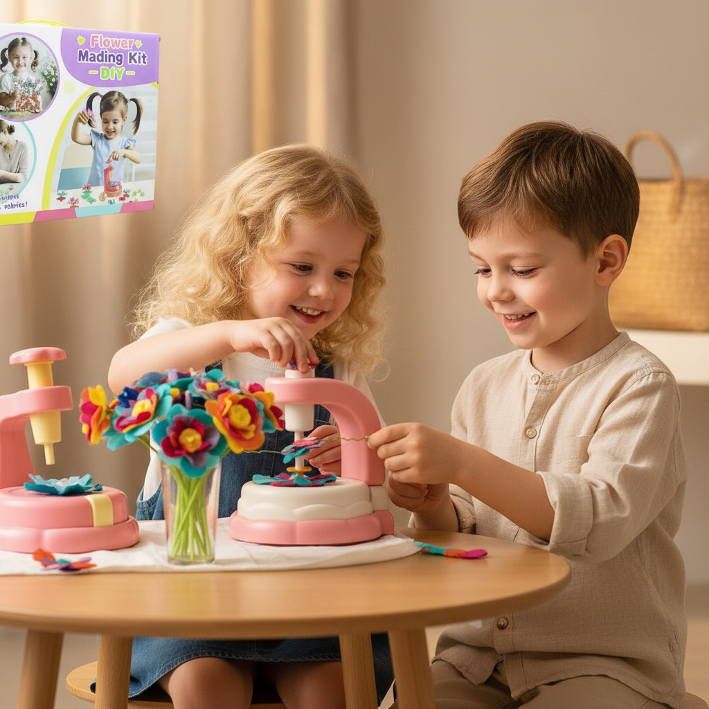 DIY Flower Making Kit for Kids – Creative Handmade Flower Craft Toy with Press Machine