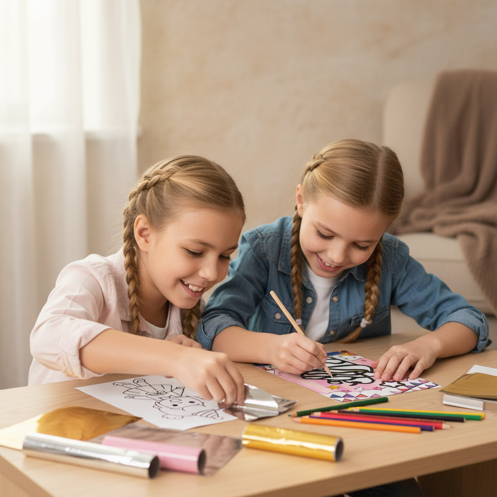 DIY Magic Foil Art & Coloring Craft Kit for Kids