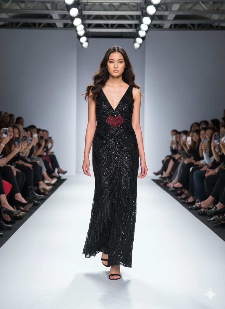 The V-Neck Sequined Evening Gown