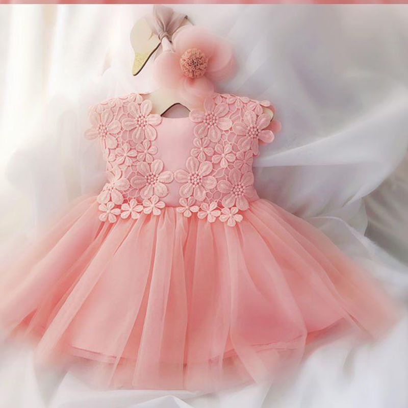 Spring and Autumn Girl Flower Girl One-Year-Old Dress Skirt Children's Birthday Full Moon Western Style Soft Gauze Princess Dress Baby Dress