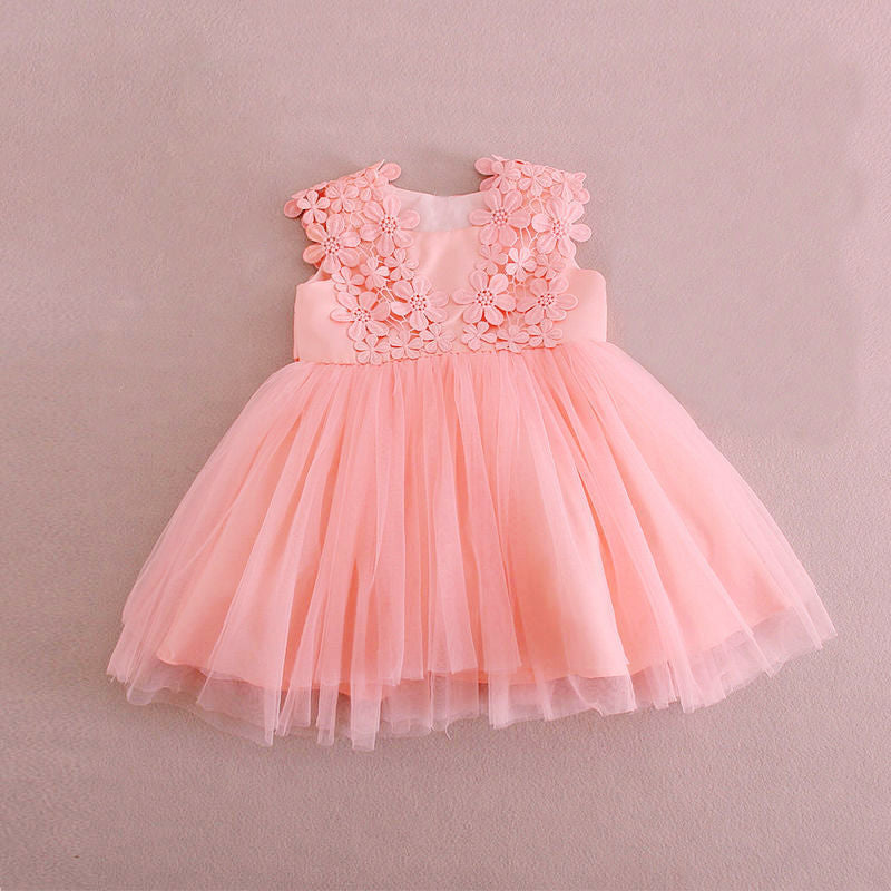 Spring and Autumn Girl Flower Girl One-Year-Old Dress Skirt Children's Birthday Full Moon Western Style Soft Gauze Princess Dress Baby Dress