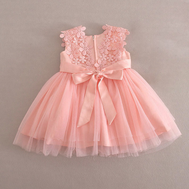 Spring and Autumn Girl Flower Girl One-Year-Old Dress Skirt Children's Birthday Full Moon Western Style Soft Gauze Princess Dress Baby Dress