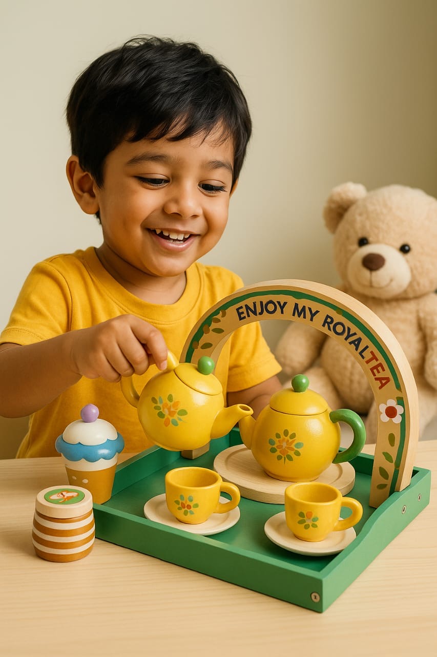 Wooden Simulation Double-Layer Portable Dessert Cake Stand - Children's Play House Afternoon Tea Set