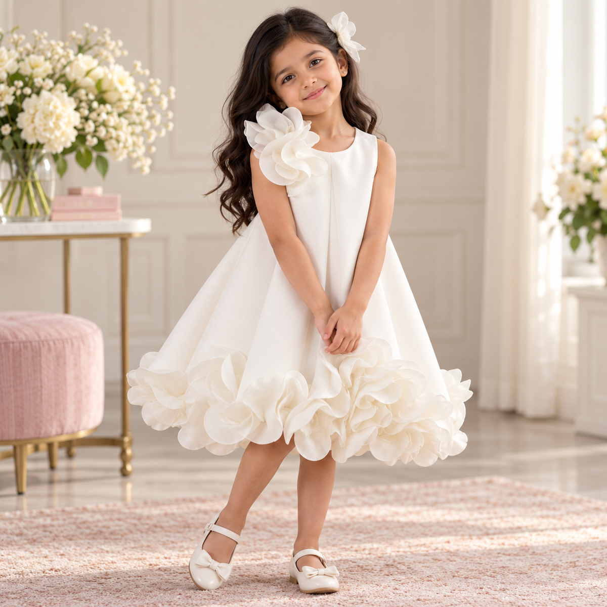 3D Bloom Vest Princess Dress