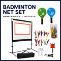 Portable Badminton Net Set with Rackets & Shuttlecocks – Outdoor Badminton Game Set for Kids & Adults