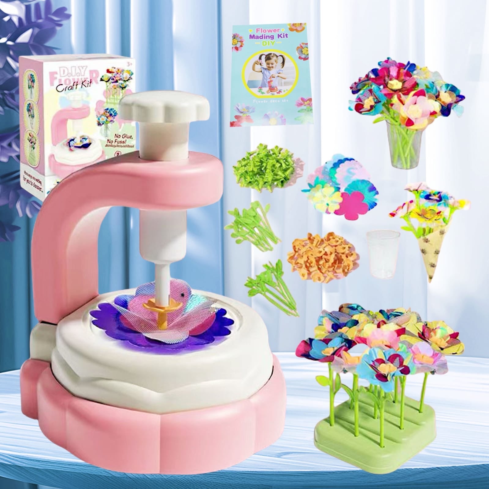 DIY Flower Making Kit for Kids – Creative Handmade Flower Craft Toy with Press Machine