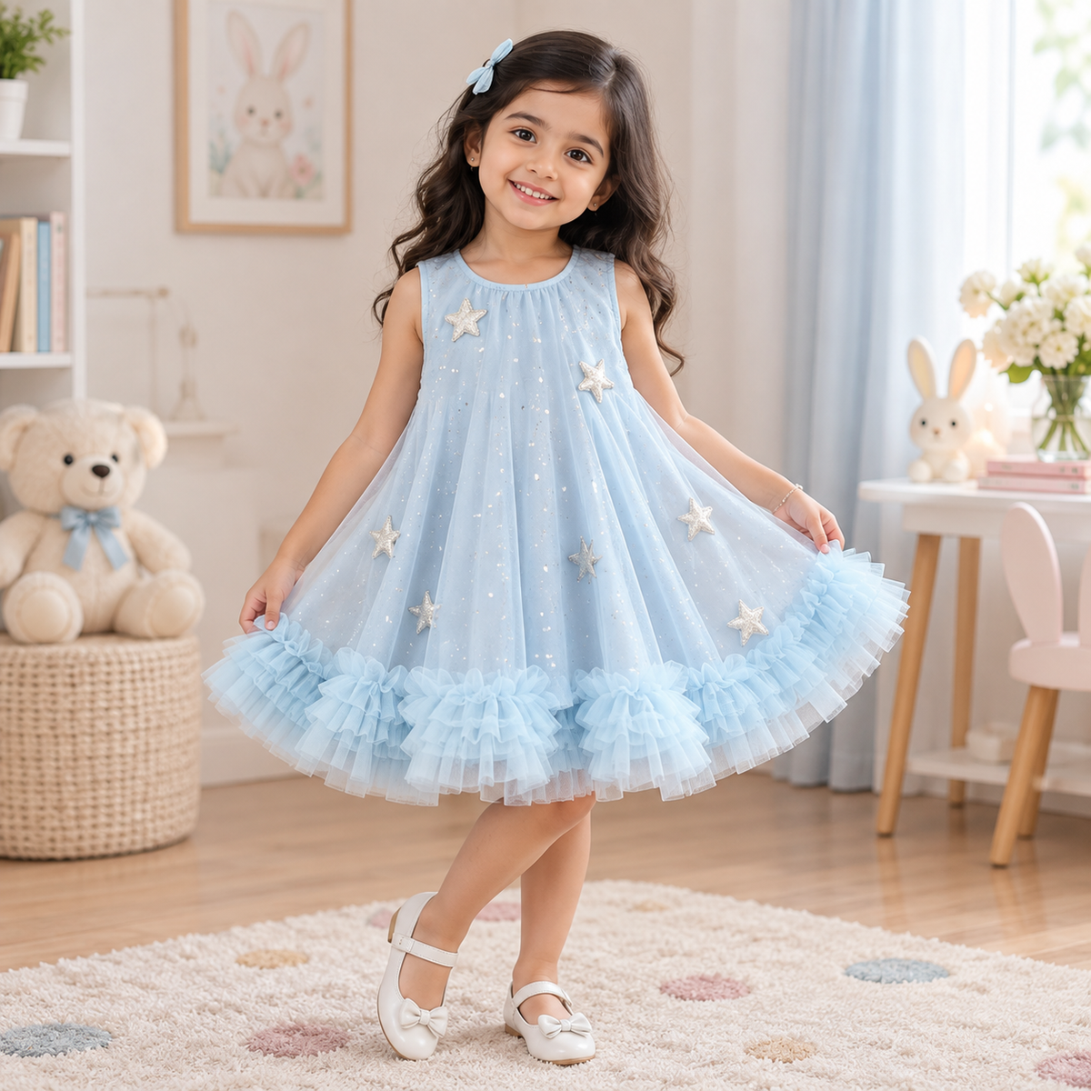 Beautiful and Stylish White Dress for Girls with Butterfly Wings