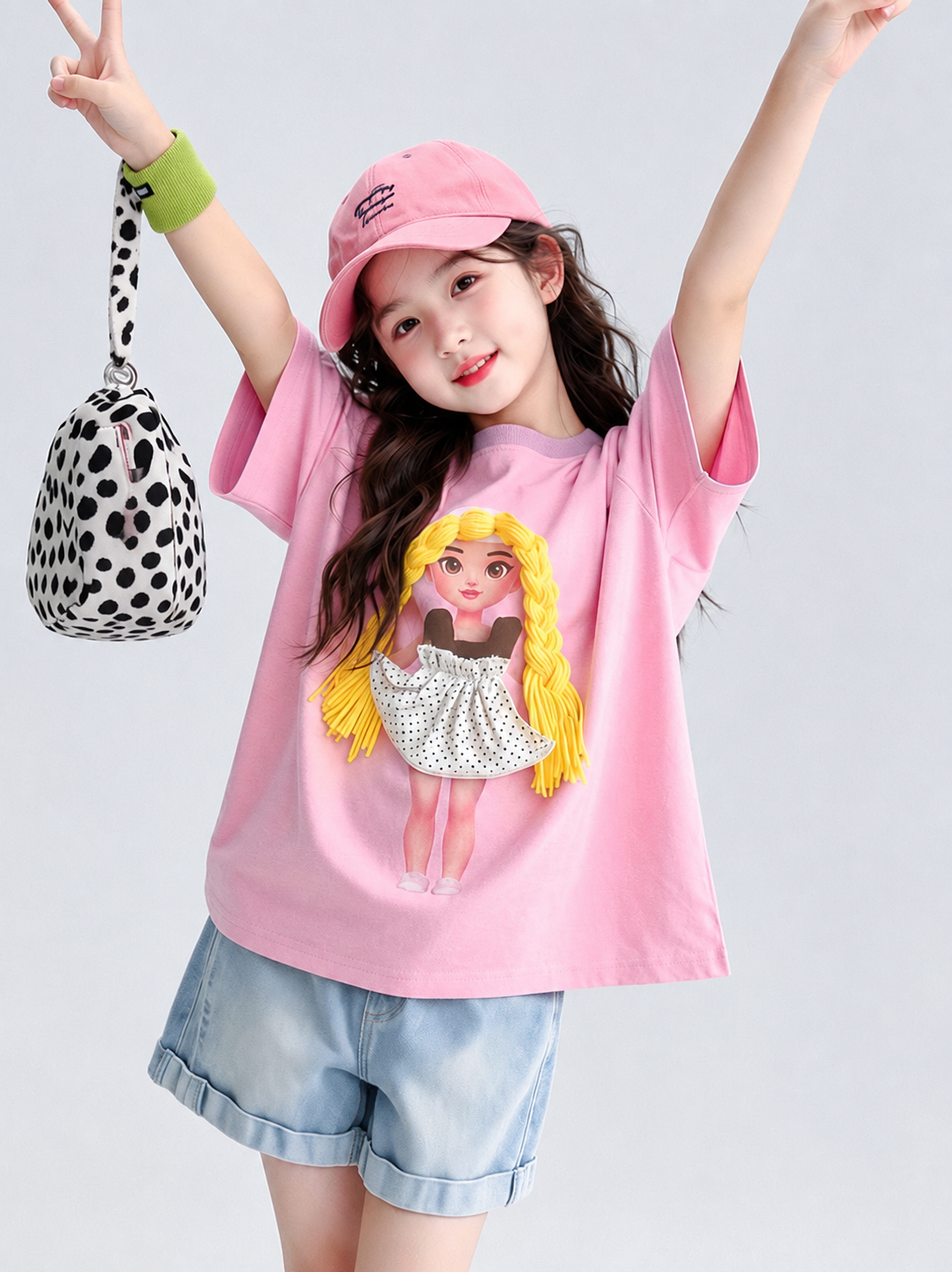 DIY Dress-Up Doll T-Shirt for Girls | Interactive 3D Hair & Outfit Tee