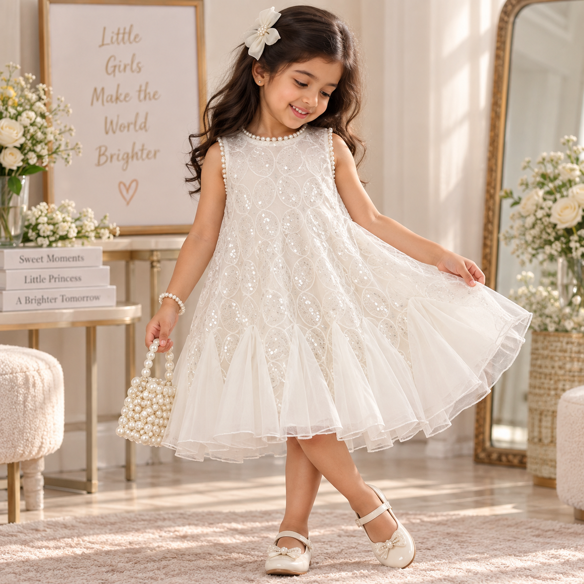 Disney-Inspired Girls' 2025 Summer Princess Fishtail Mesh Cheongsam Birthday Dress