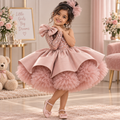 Disney-Inspired Girls' One-Shoulder Sequin Princess Gown with Oversized Bow