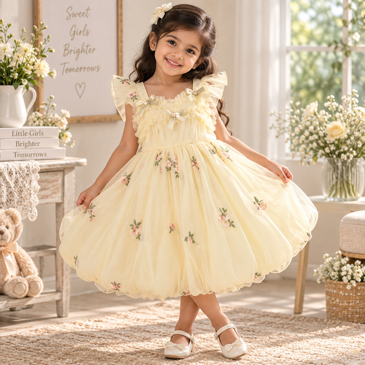 Disney-Inspired Girls' Summer Princess Mesh Dress with Large Bow - 2026 Fairy Suspender Skirt
