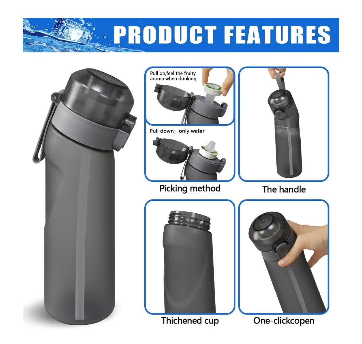 Air-Up Scent-Based Water Bottle – Ombré Starter Kit with 5 Flavor Pods