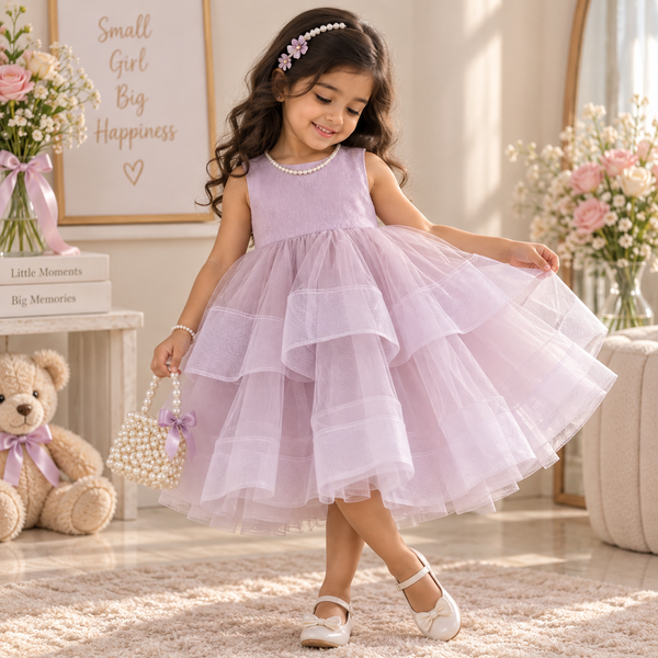 Enchanted Summer Dreams: Girls' Mesh Patchwork Suspender Dress - Disney-Inspired Korean Style