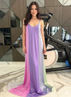 Pastel Color-Block Satin Maxi Slip Dress.