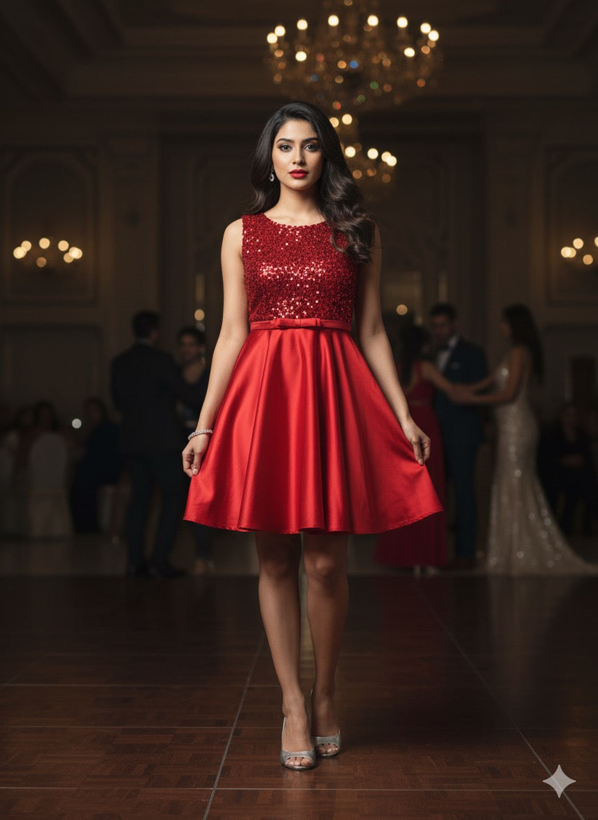 Scarlet Sparkle Cocktail Dress