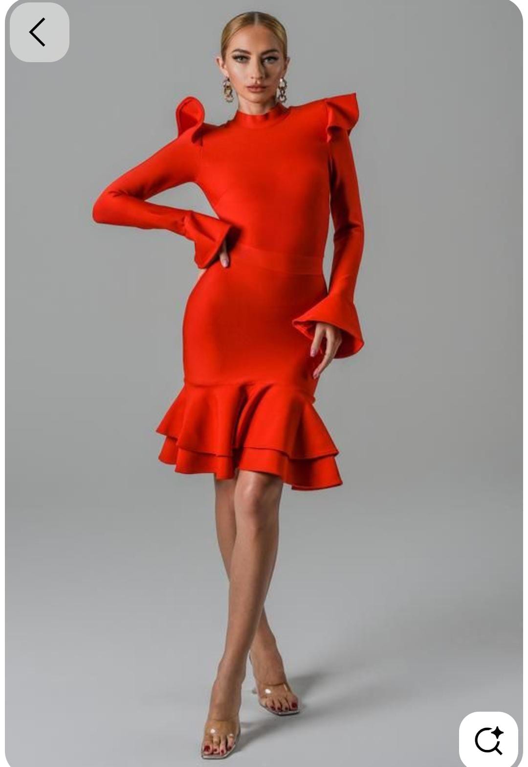 Women’s High Neck Ruffle Shoulder Bandage Dress – Tiered Hem Backless Cocktail Dress