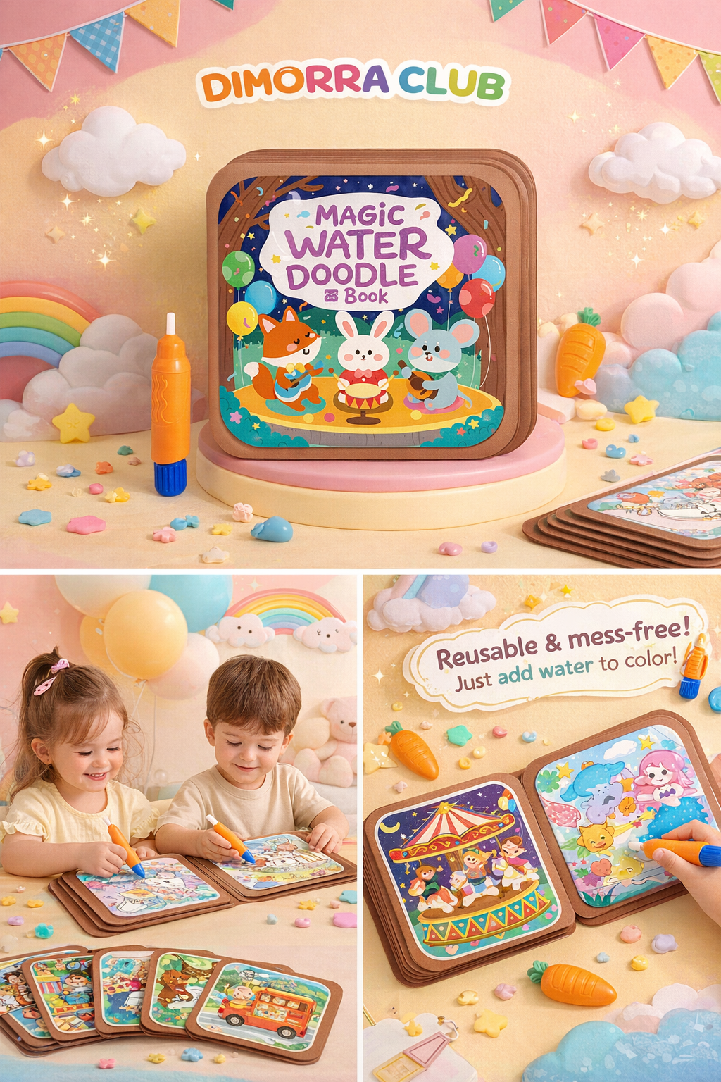 Magic Water Doodle Book – (8 Fantasy Scenes)