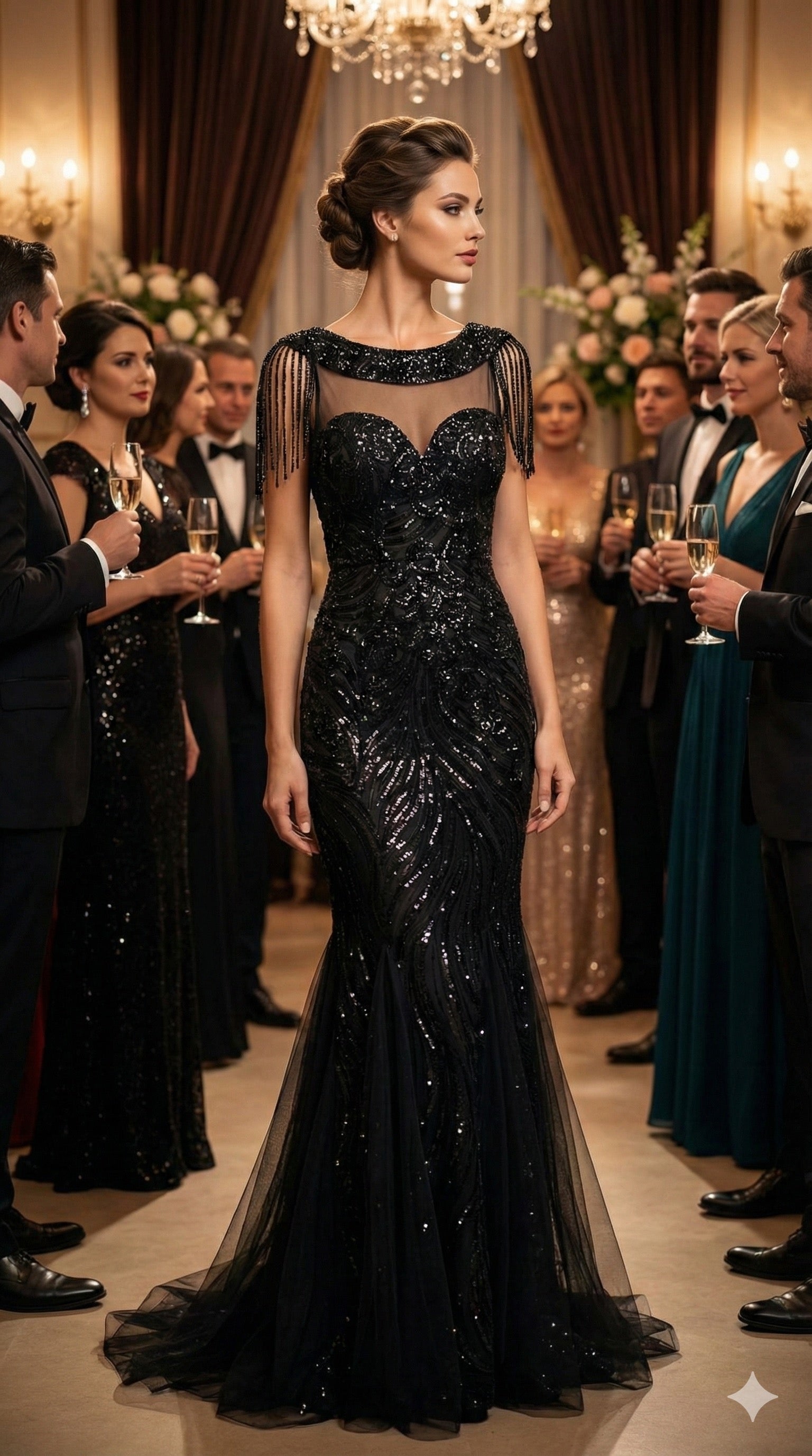 The Midnight Siren Fringe Gown